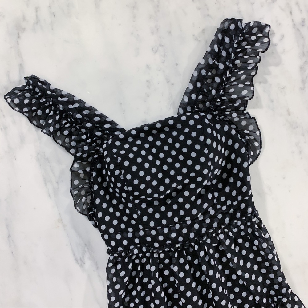Black White Polka Dot Open Back Dress - Picture 11 of 13